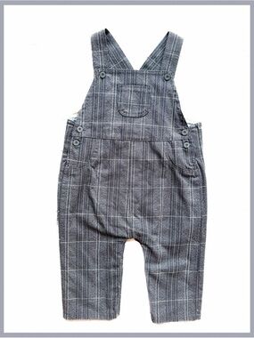 FAO Schwarz Vintage Boutique NWOT Gray Plaid Baby Overalls 9M Boy Quality Church